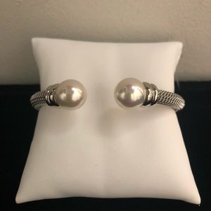 Majorica Pearl Silver plate Cuff Bracelet NWOT